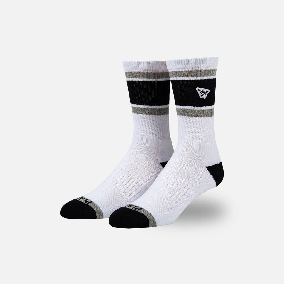 Paper Planes Embroidery Logo Patch Stripe Sock White