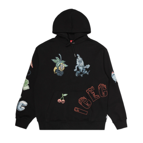 Icecream Stitching Hoodie Black