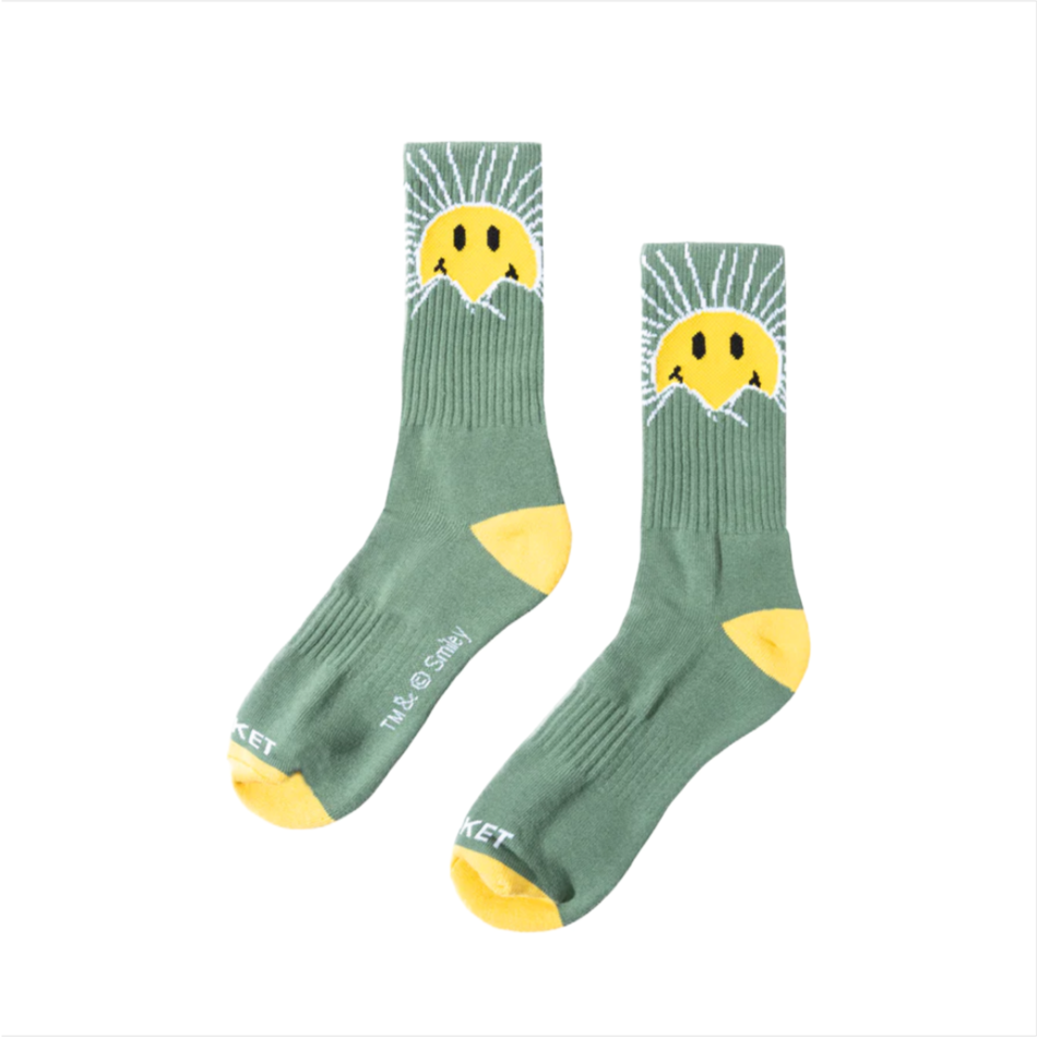 Market Smiley Sunrise Socks Basil OSFM