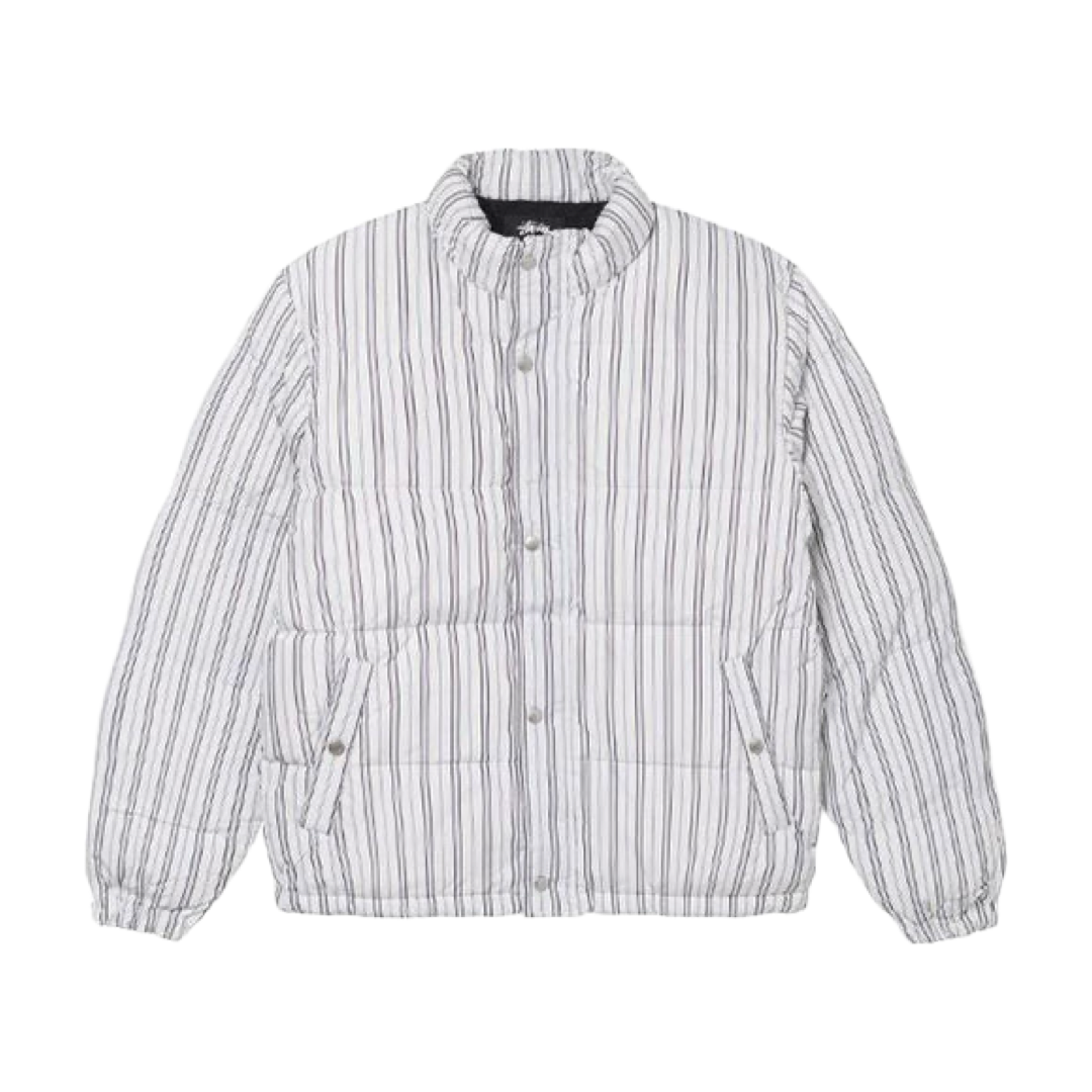 正規品 stussy Stripe Down Puffer Jacket Vintage Kenny Stussy Stripe Down Puffer Jacket Bone White - Jugrnaut