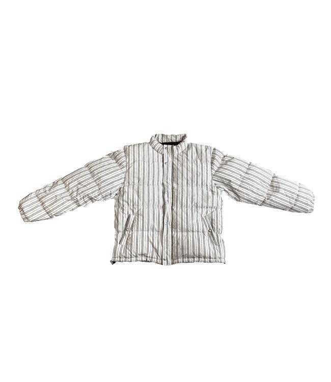 Vintage/ Re-Sale Vintage Kenny Stussy Stripe Down Puffer Jacket Bone White