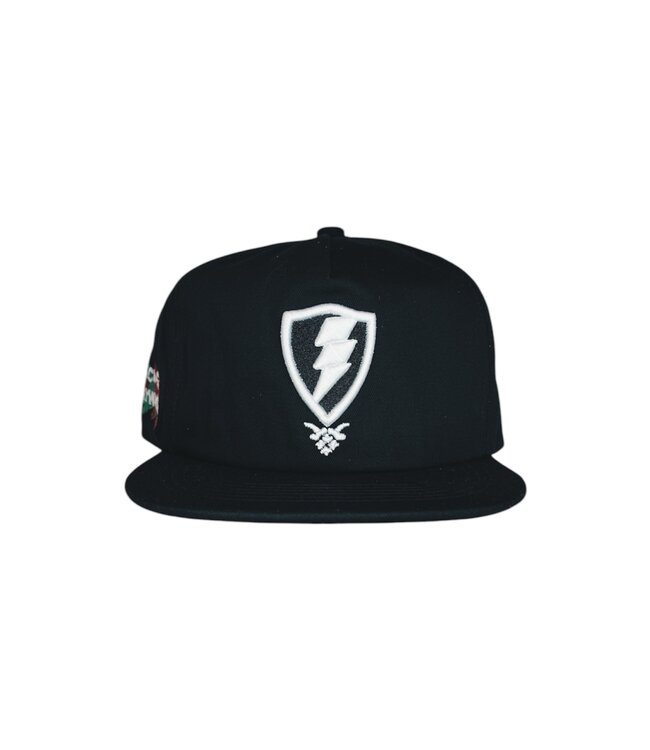 Jugrnaut Jugrnaut 5 Panel Shield/Roses Unstructured  Snapback Hat Black