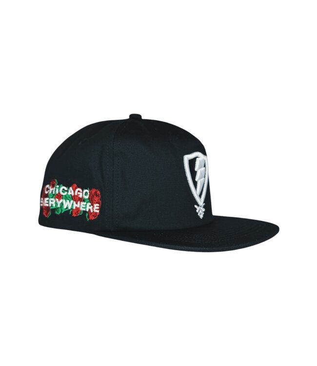 Jugrnaut Jugrnaut 5 Panel Shield/Roses Unstructured  Snapback Hat Black