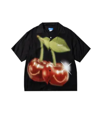 Market Market SMILEY CHERRIES SS BUTTON-UP Black