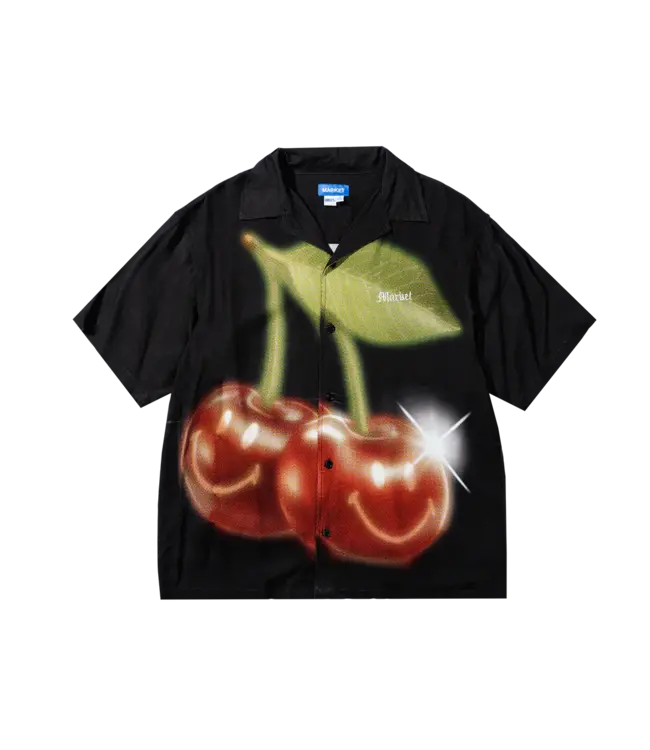 Market Market SMILEY CHERRIES SS BUTTON-UP Black