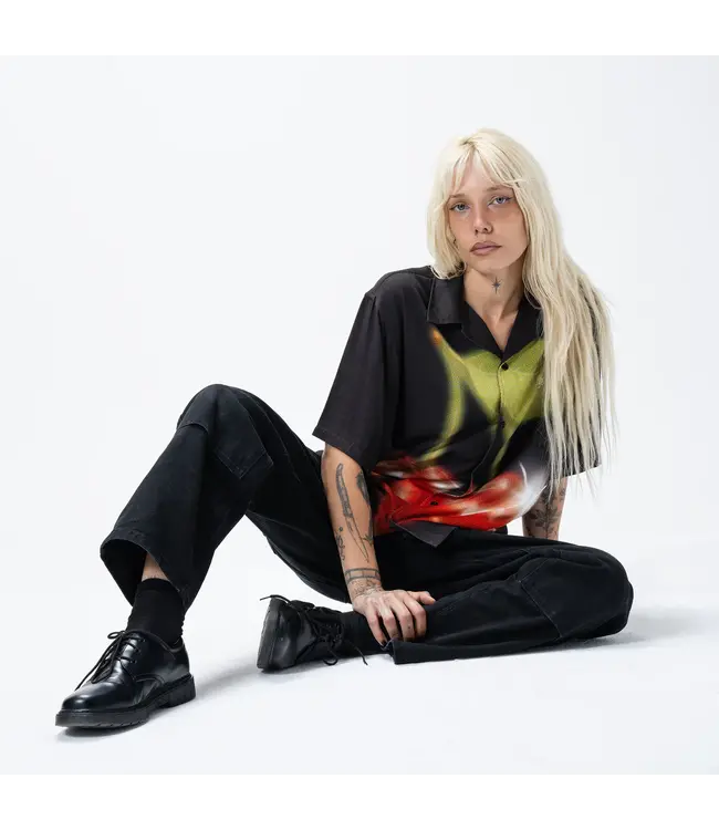 Market Market SMILEY CHERRIES SS BUTTON-UP Black