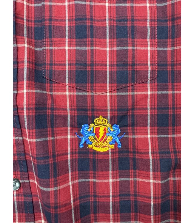 Jugrnaut Jugrnaut Panther Crest  Poplin Shirt Red Navy Standard Fit