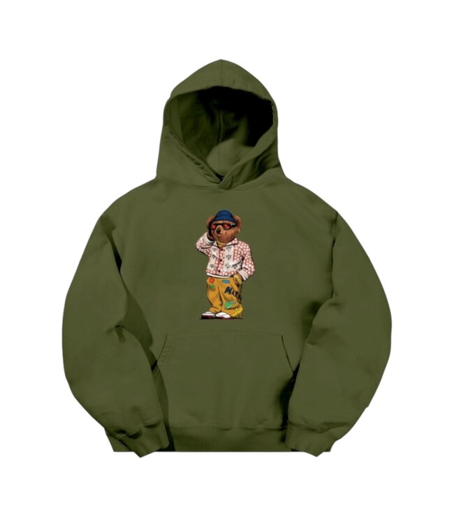 Market Market Folk Fitted Bear Hoodie Sphagnum