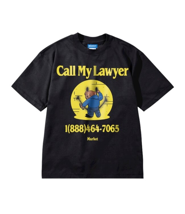 Market Market Smiley Call My Lawyer Bear Tee Jet Black