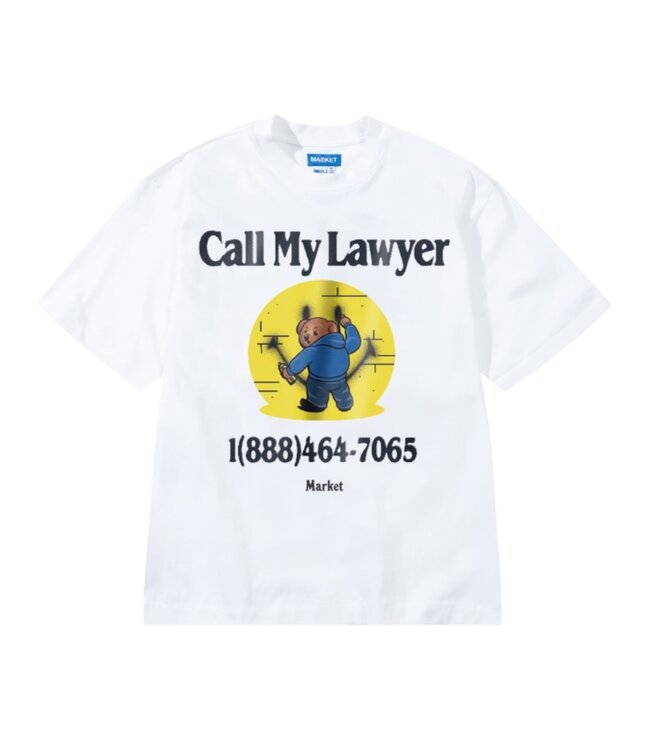 Market Market Smiley Call My Lawyer Bear Tee White