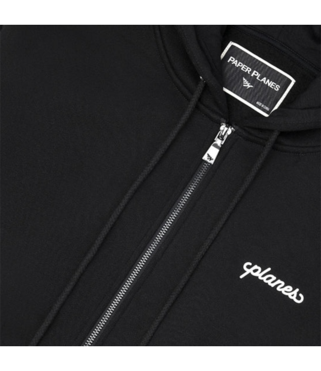 Paper Planes Paper Planes Script Weld Zip Up Hoodie Black