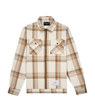 Paper Planes Paper Planes Chestnut Plaid Zip Flannel Shirt Cream Plaid