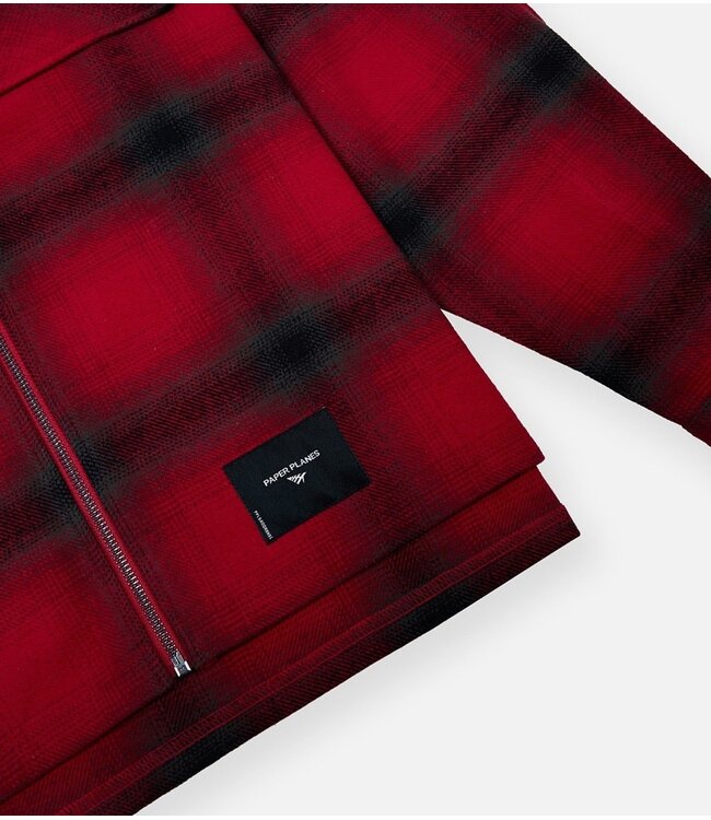 Paper Planes Paper Planes Shadow Plaid Zip Flannel Shirt Red