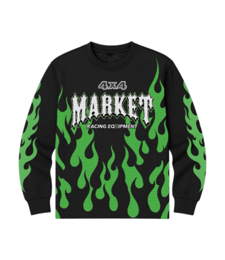 Market Market Toxic Flames L/S Mesh Top Black/Green