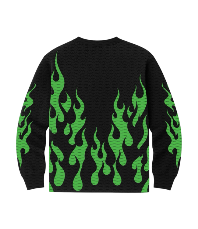 Market Market Toxic Flames L/S Mesh Top Black/Green