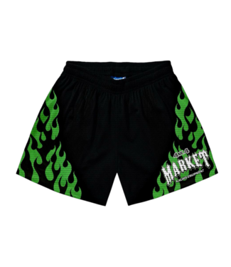 Market Market Toxic Flames Mesh Shorts Black/Green