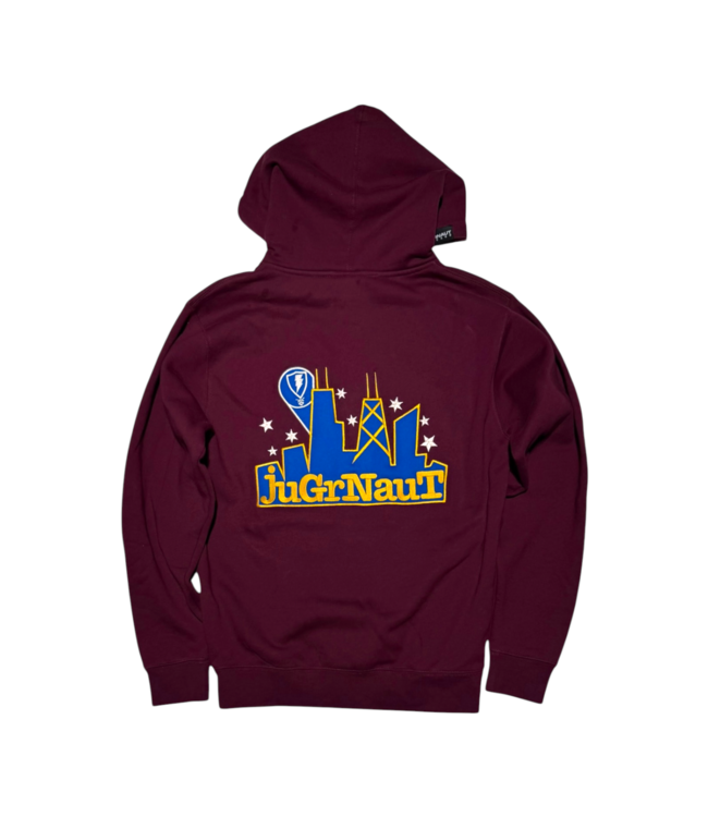 Jugrnaut Jugrnaut Dropout Zip Up Hoody Burgundy/Blue/Gold