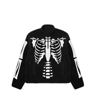 Market Market Skeletal Quarter Zip Sherpa Pullover Black