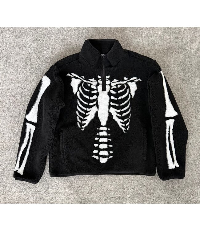 Market Market Skeletal Quarter Zip Sherpa Pullover Black