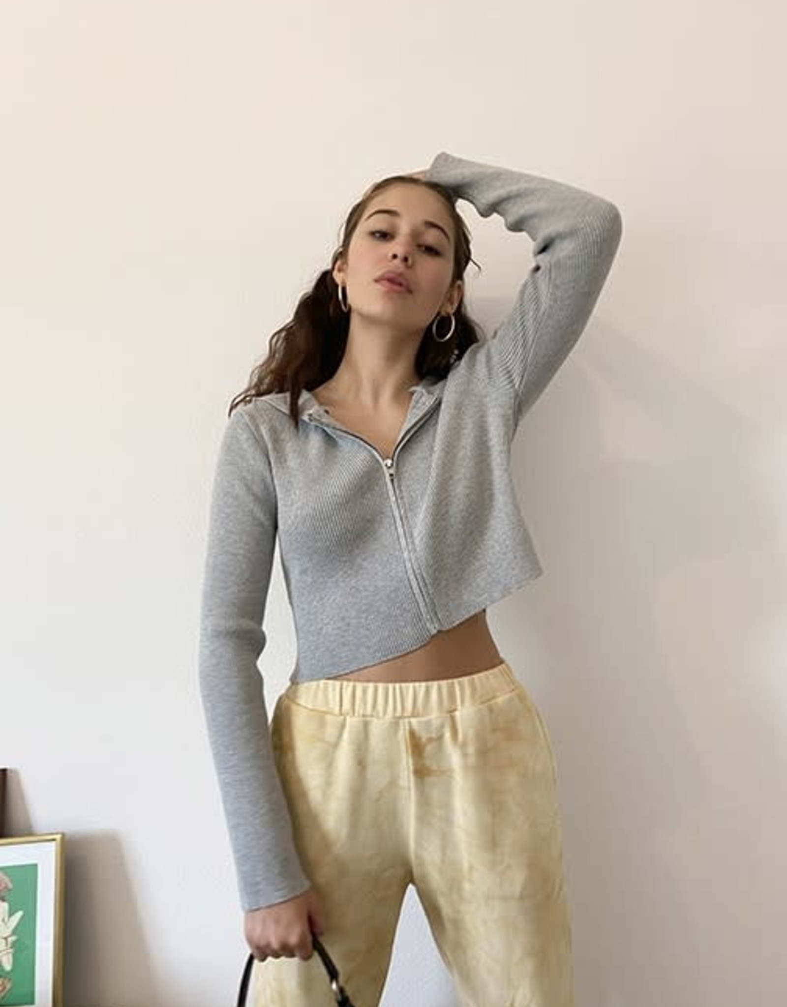 zara cropped zip sweatshirt