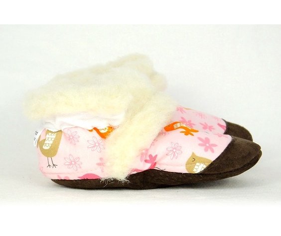 Pantoufles Petits Minous Pantoufles Petits Minous 100% Laine de Mouton<br />
Rose Oiseaux