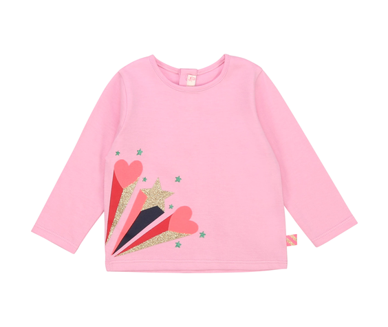 Billieblush FW20 Tee-shirt manches longues coeur,étoile rose/Pink long sleeves tee-shirt heart star