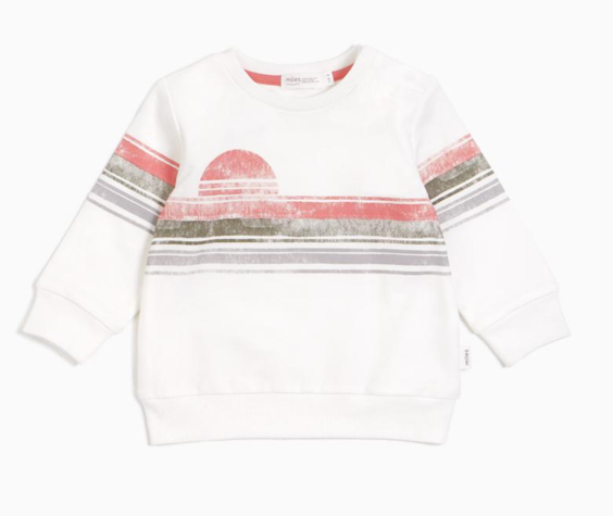 Miles Baby SS21 PULL COL ROND BLANC CASSÉ « COUCHER DE SOLEIL » de Miles
