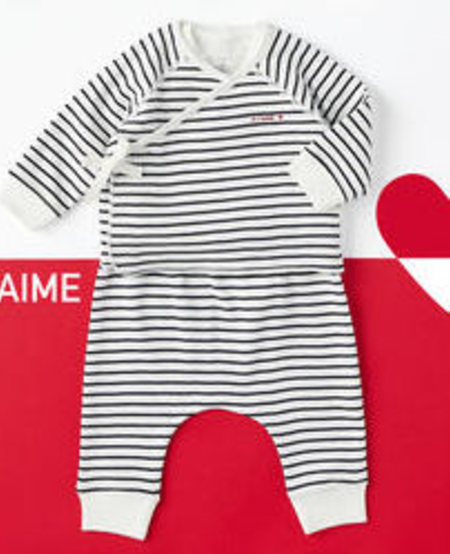 SS21 Ensemble Cardigan et Pantalon Rayés de Petit Bateau