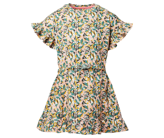 Noppies SS21 Robe à Fleurs avec Volants aux Manches et Bas de de Jupe, Cordon de Serrage à la Taille - Noppies
