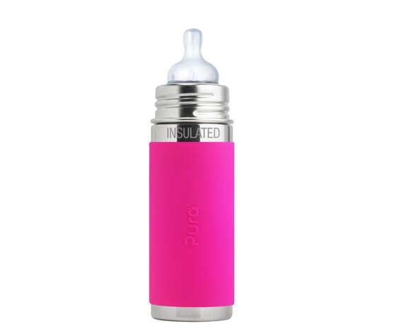 Pura kiki Biberon Isolé en Acier Inoxydable Pura Kiki - Rose Pâle - Infant Insulated Bottle 9oz Light Pink