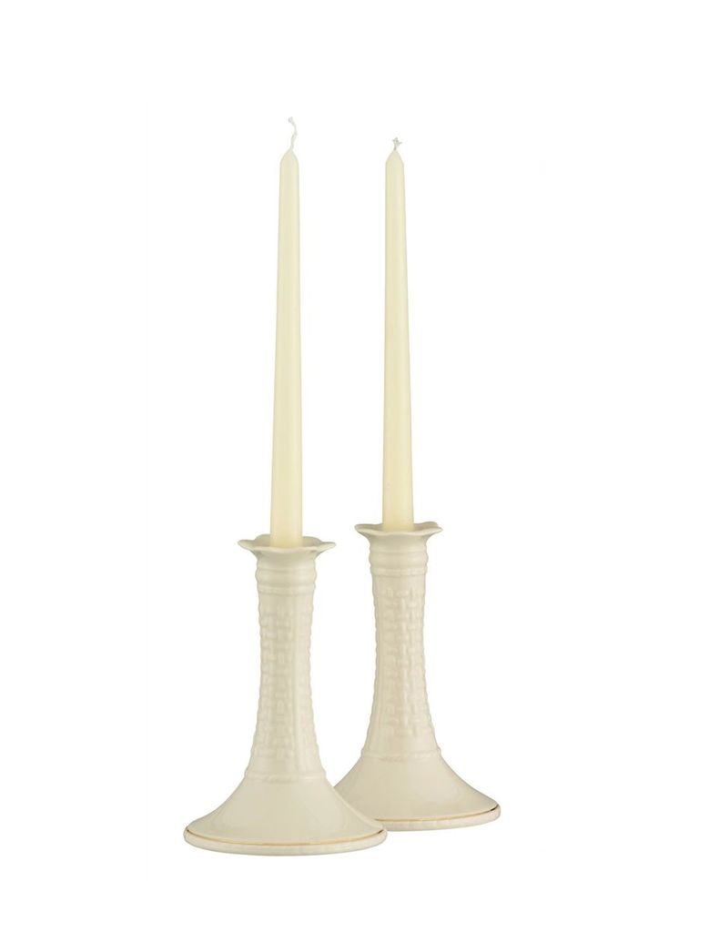 BELLEEK GALWAY WEAVE CANDLE STICKS Irish Crossroads