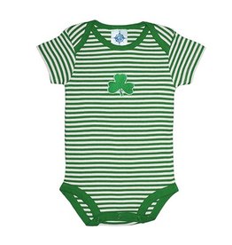 White and Green Ireland Floral Print Shamrock Applique Baby Vest Onesie