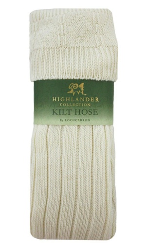 Gents White Kilt Hose Socks Knitted Full Length