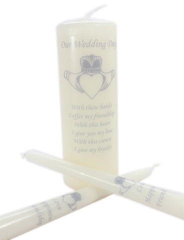 Wedding Accessories Claddagh Unity Candle Set Silver Irish