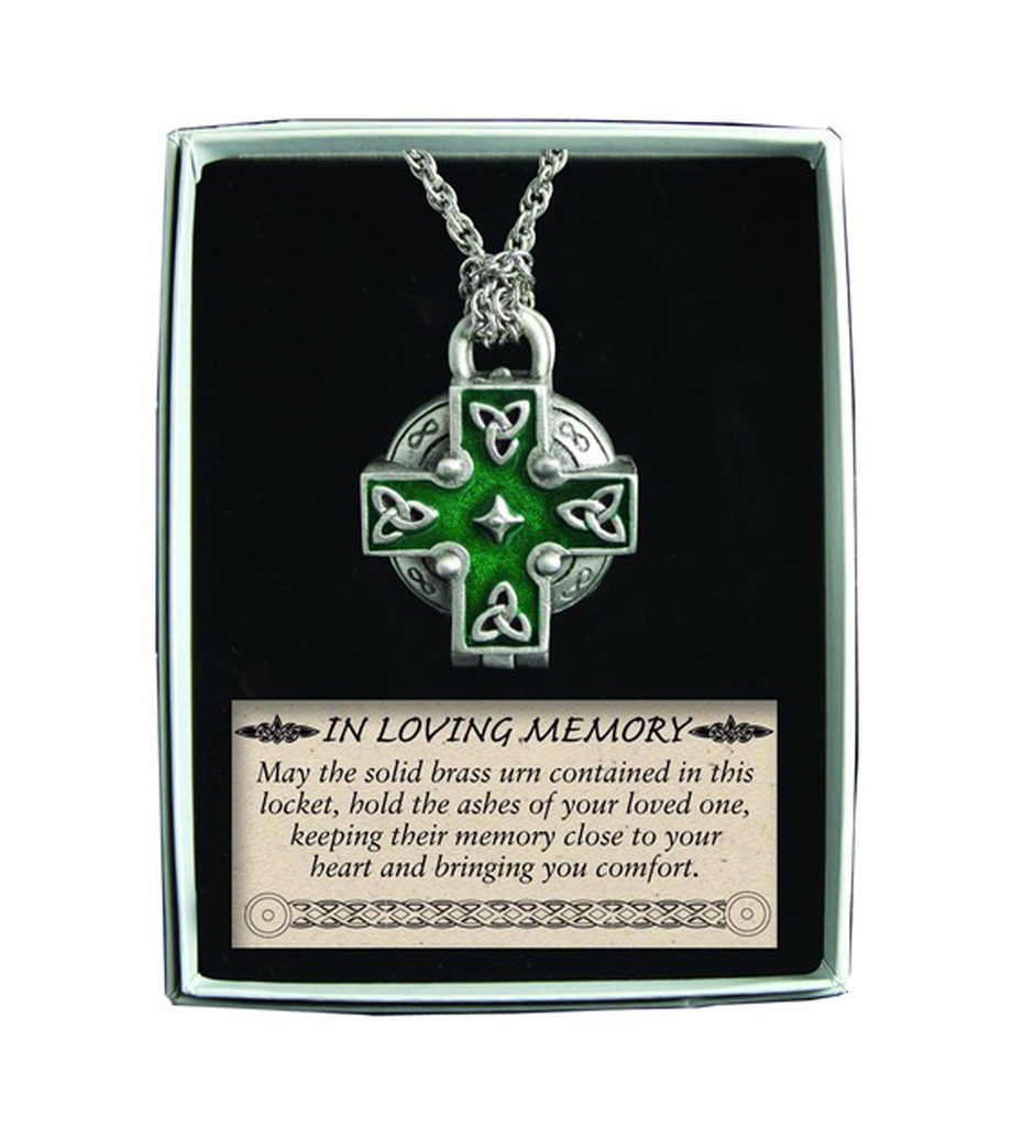 MEMORIAL KEEPSAKE VIAL CROSS PENDANT Irish Crossroads