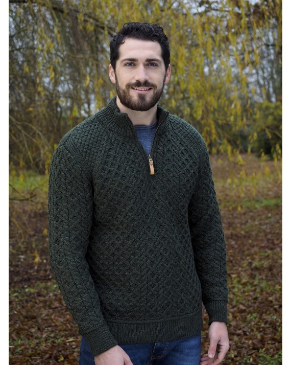 Sweaters Gents Half Zip Irish Sweater