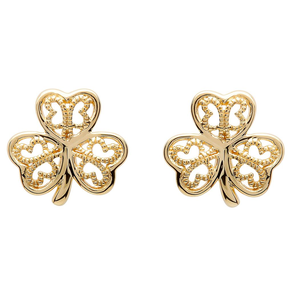 Shanore 10k Shamrock Stud Earrings Irish Crossroads Earrings Shanore 10k Shamrock Stud