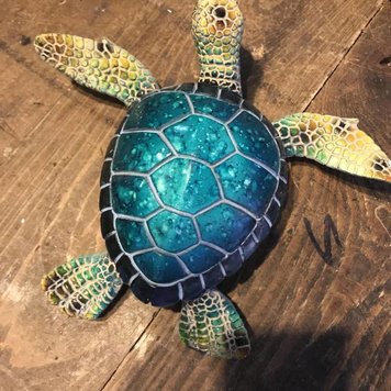 Blue Turtle Statue 15 3/4" Long