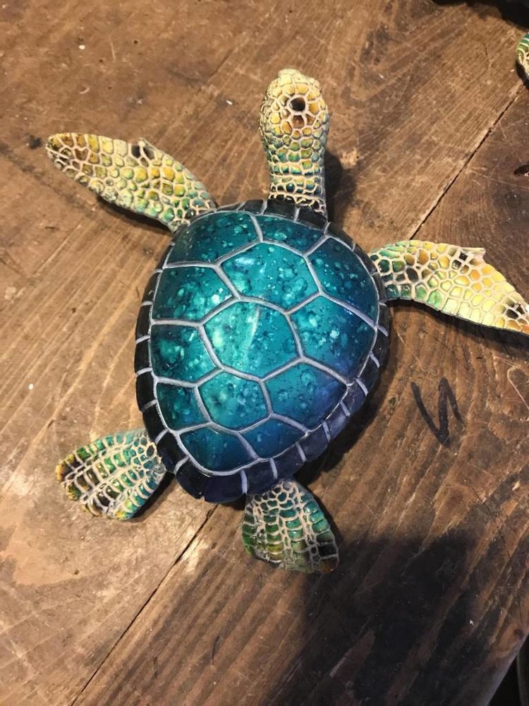 Blue Turtle Statue 15 3/4" Long