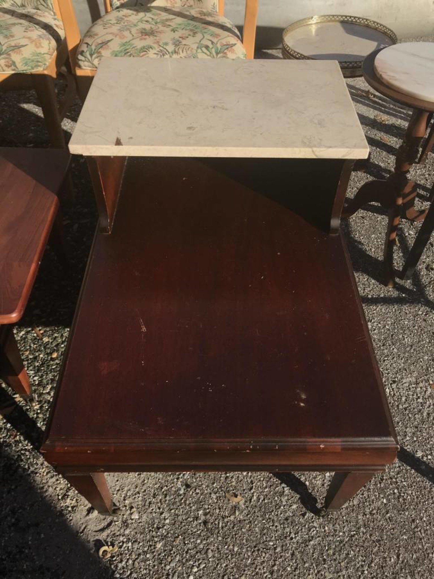 Wood Marble Side End Table 30 X 20 X 24 Sarasota Architectural Salvage 1093 Central Ave Sarasota Fl 34236