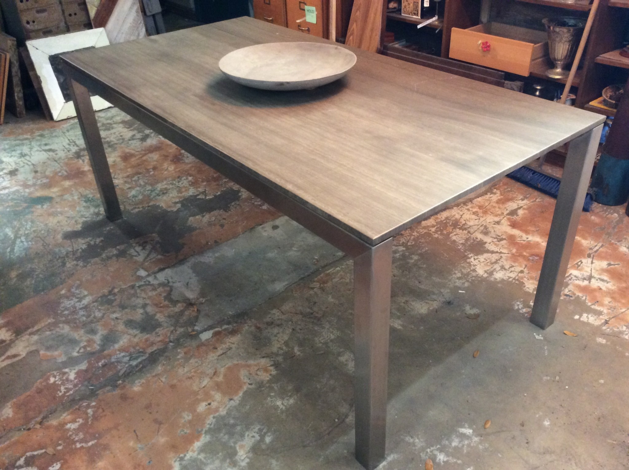 Grey Dining Table W Metal Base Grey Dining Table W Metal Base