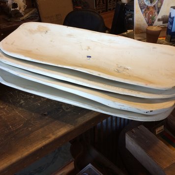 White carved wood bowl