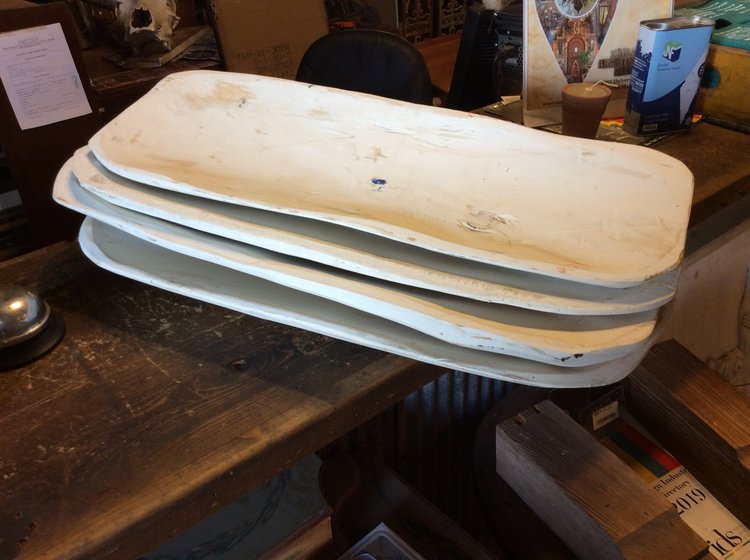 White carved wood bowl