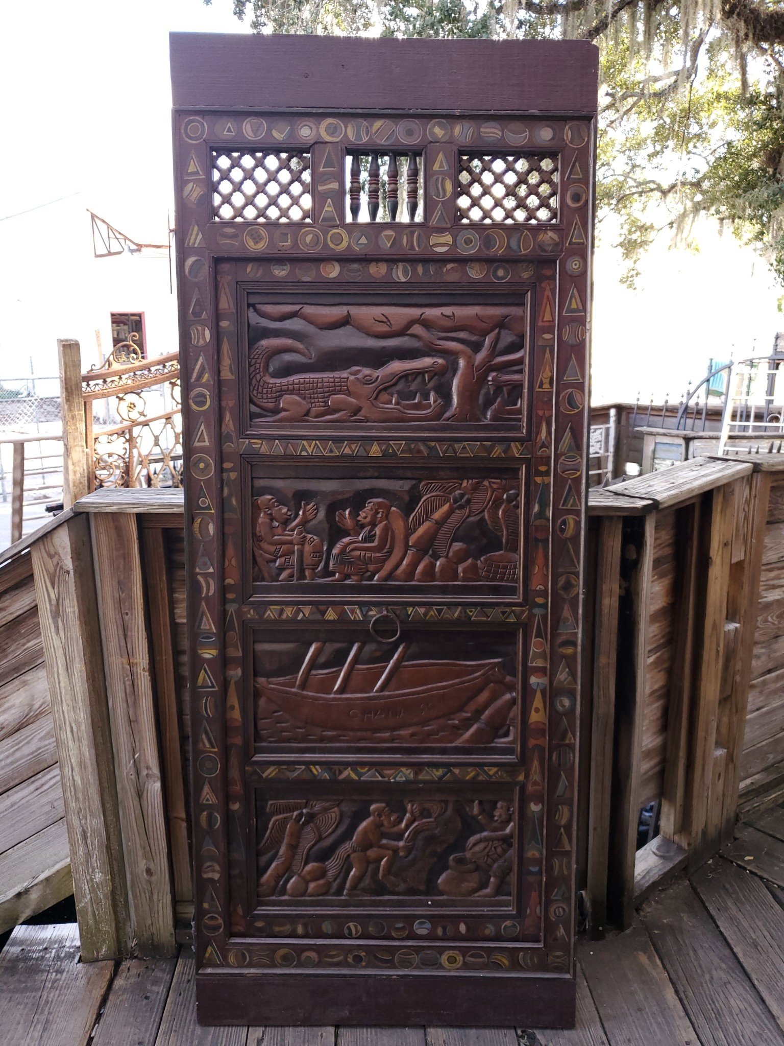 Hand Carved African Door 31" X 2 1/4" X 76 3/8" - Sarasota