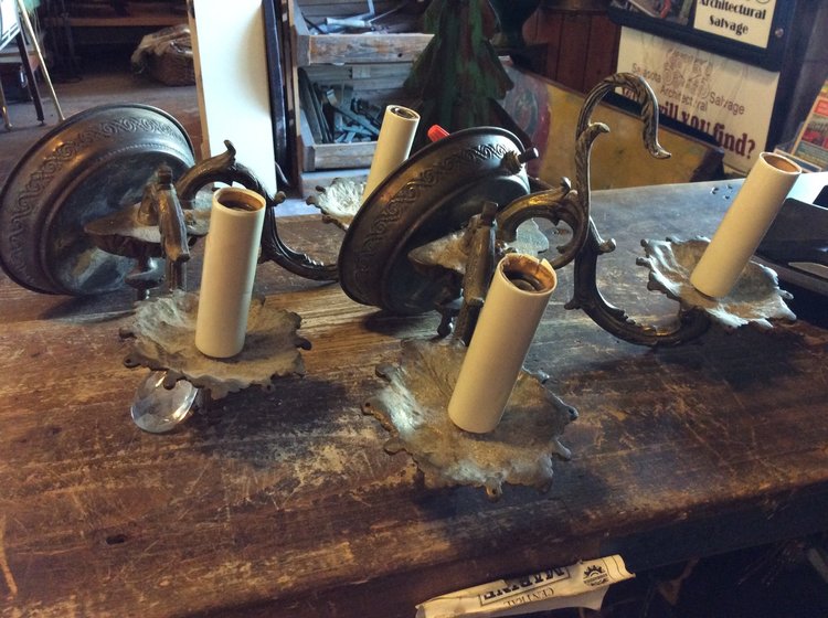 Small brass wall sconce