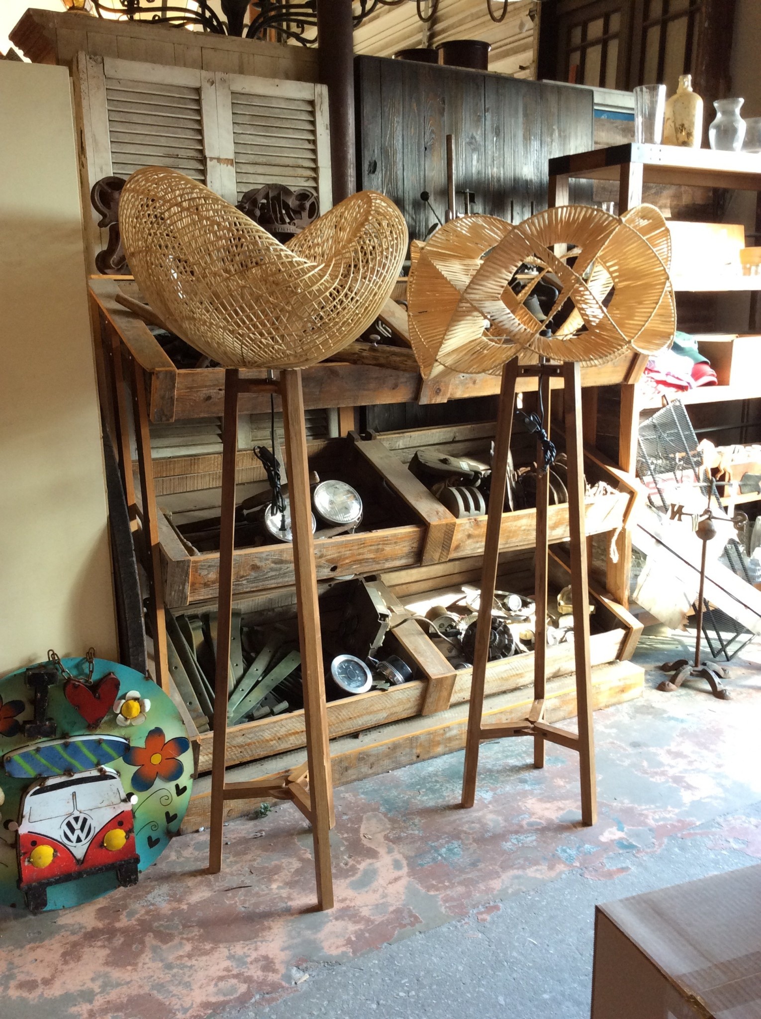 Teak And Rattan Floor Lamp Sarasota Architectural Salvage 1093