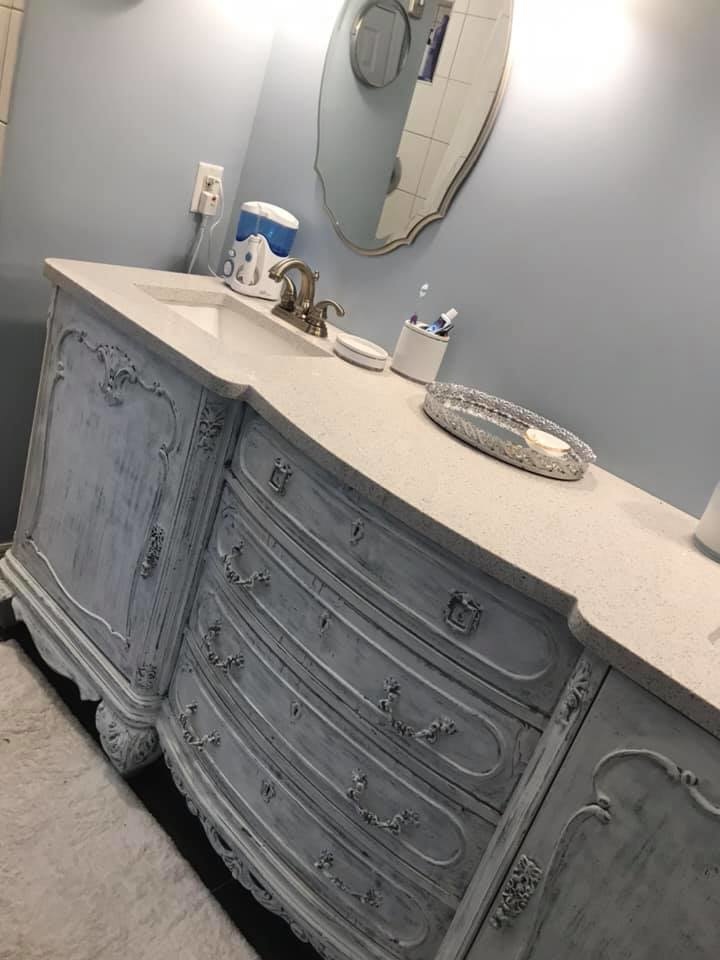 Faux Finish Vanity with Granite Top