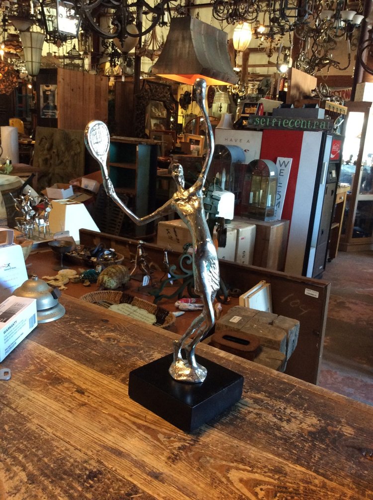 Aluminum tennis player figure female