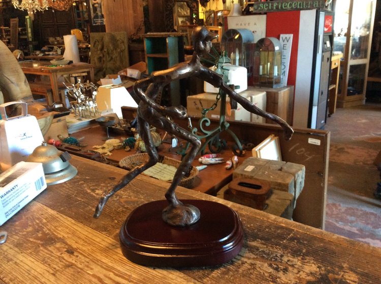 Bronze baseball player figure