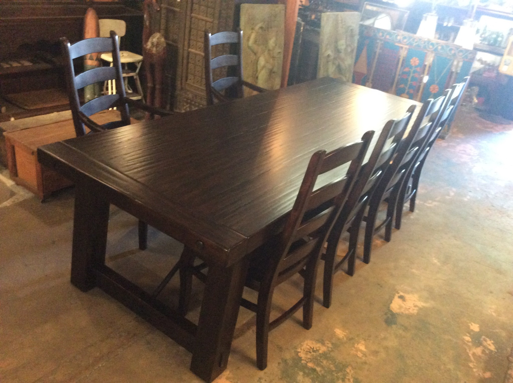 Dark Wood Dining Table And Chairs 108 X 42 30 1 2 Sarasota Architectural Salvage